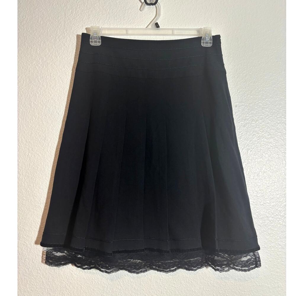 Dalia Women's Size 8 Black Goth Whimsigoth Skirt Lace Trim Lined A-Line Skirt